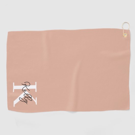 Modern Blush Roze Monogram Script Golfhanddoek (Horizontaal)
