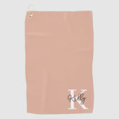 Modern Blush Roze Monogram Script Golfhanddoek (Voorkant)