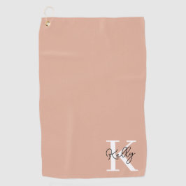 Modern Blush Roze Monogram Script Golfhanddoek