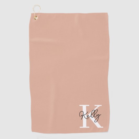 Modern Blush Roze Monogram Script Golfhanddoek (Voorkant)