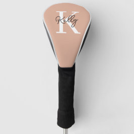 Modern Blush Roze Monogram Script Golfheadcover