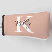 Modern Blush Roze Monogram Script Golfheadcover (Voorkant)