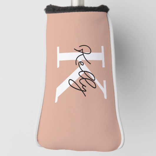 Modern Blush Roze Monogram Script Golfheadcover (Draai 90)