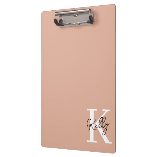 Modern Blush Roze Monogram Script Klembord (Links)