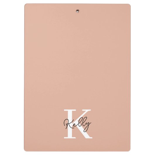 Modern Blush Roze Monogram Script Klembord (Achterkant)