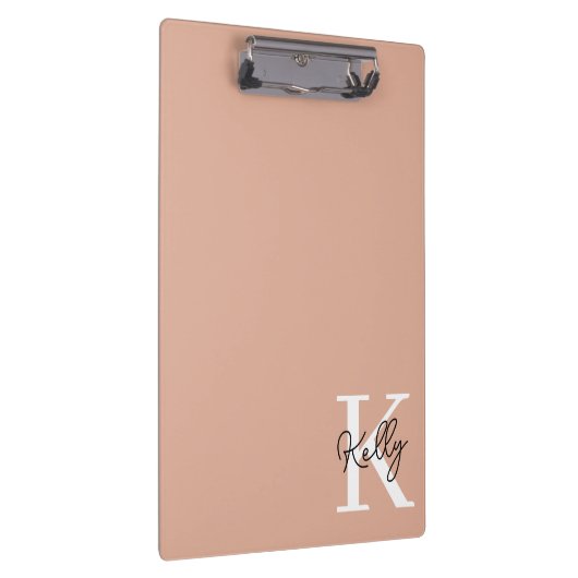 Modern Blush Roze Monogram Script Klembord (Rechts)