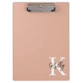 Modern Blush Roze Monogram Script Klembord (Voorkant)