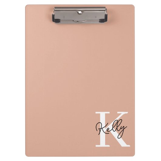 Modern Blush Roze Monogram Script Klembord (Voorkant)