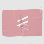 Modern Blush Roze Monogram script Naam Stijlvol Golfhanddoek (Horizontaal)
