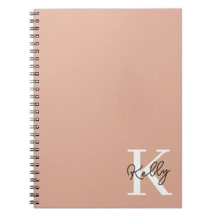 Modern Blush Roze Monogram Script Notitieboek