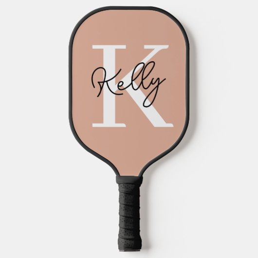 Modern Blush Roze Monogram Script Pickleball Paddle (Voorkant)