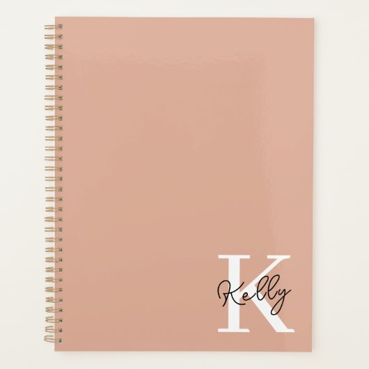 Modern Blush Roze Monogram Script Planner (Voorkant)