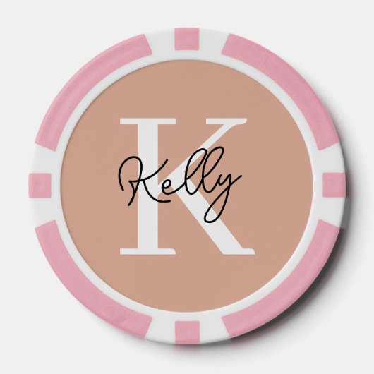 Modern Blush Roze Monogram Script Poker Chips (Voorkant)