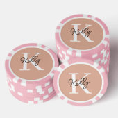 Modern Blush Roze Monogram Script Poker Chips (Opstapeling)