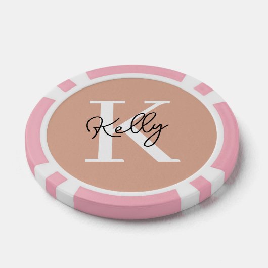 Modern Blush Roze Monogram Script Poker Chips (Enkel)