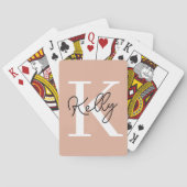 Modern Blush Roze Monogram Script Pokerkaarten (Achterkant)