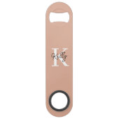 Modern Blush Roze Monogram Script Speed Flessenopener (Voorkant)