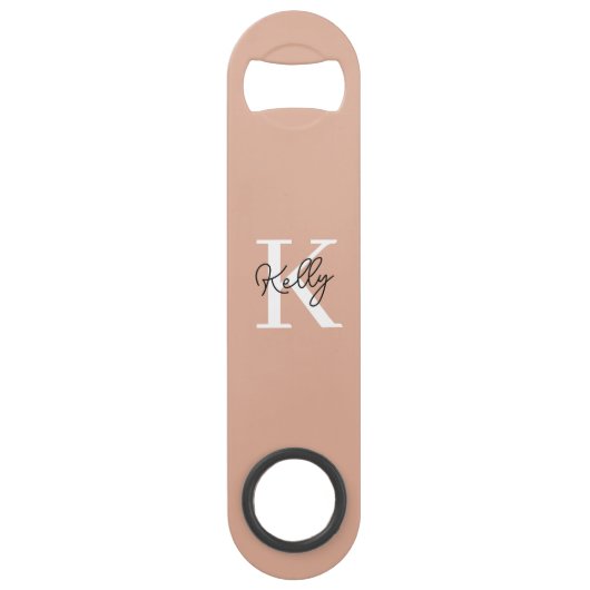 Modern Blush Roze Monogram Script Speed Flessenopener (Voorkant)