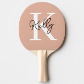 Modern Blush Roze Monogram Script Tafeltennisbatje (Voorkant)