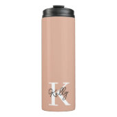 Modern Blush Roze Monogram Script Thermosbeker (Voorkant)