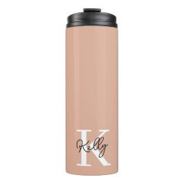 Modern Blush Roze Monogram Script Thermosbeker
