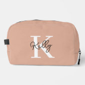 Modern Blush Roze Monogram Script Toilettasje (Voorkant)