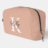 Modern Blush Roze Monogram Script Toilettasje (Rechterhoek)