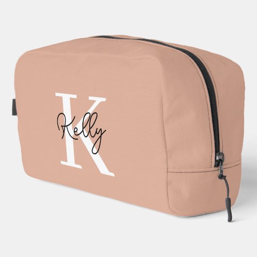Modern Blush Roze Monogram Script Toilettasje (Rechterhoek)