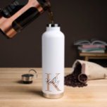 Modern Blush Roze Monogram Script Waterfles<br><div class="desc">Modern Blush Pink Monogram Script Aanpassen met uw initiaal en naam</div>