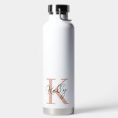 Modern Blush Roze Monogram Script Waterfles (Links)