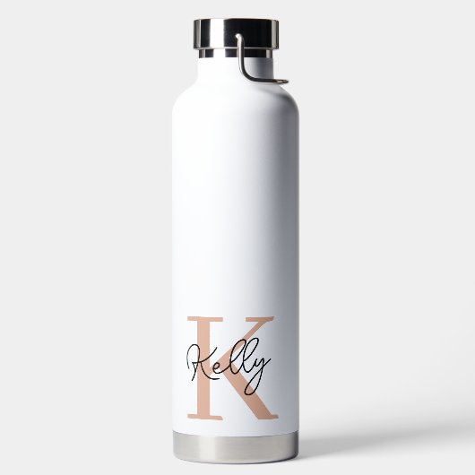 Modern Blush Roze Monogram Script Waterfles (Links)