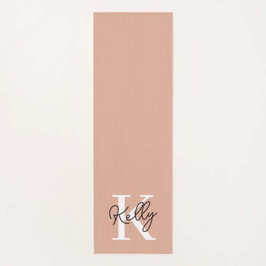 Modern Blush Roze Monogram Script Yogamat (Voorkant)