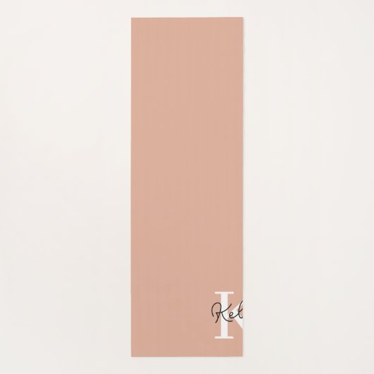 Modern Blush Roze Monogram Script Yogamat (Achterkant)