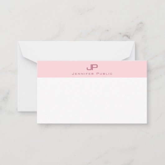 Modern Blush Roze Monogrammed Eenvoudige Sjabloon (Voorkant)