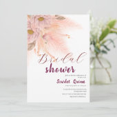 Modern blush roze pampas gras vrijgezellenfeest kaart (Staand voorkant)