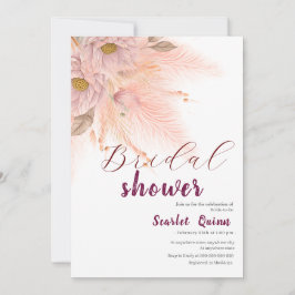 Modern blush roze pampas gras vrijgezellenfeest kaart