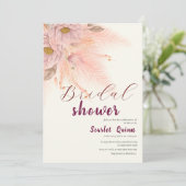 Modern blush roze pampas gras vrijgezellenfeest kaart (Staand voorkant)