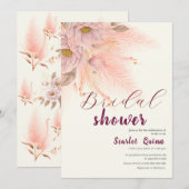 Modern blush roze pampas gras vrijgezellenfeest kaart (Voorkant / Achterkant)