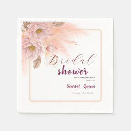 Modern blush roze pampas gras vrijgezellenfeest servet