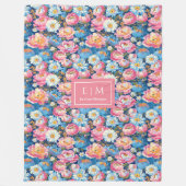 Modern blush roze preppy waterverf bruiloft gooien fleece deken (Voorkant)