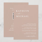 Modern Blush Roze QR Code Eenvoudig repetitie dine Kaart (Voorkant / Achterkant)