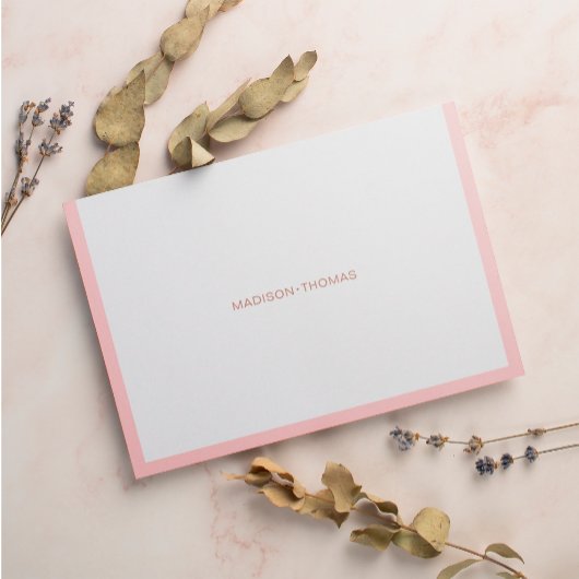 Modern Blush Roze Rand Terracotta Stationery Notitiekaartje