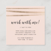 Modern blush roze rose goud folie geometrische str vierkante visitekaartje (Achterkant)