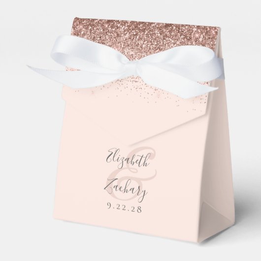 Modern Blush Roze Rose Goud Glitter Bruiloft Bedankdoosjes (Voorkant Zijde)