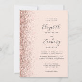 Modern Blush Roze Rose Goud Glitter Edge Bruiloft Kaart (Voorkant)