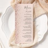 Modern Blush Roze Rose Goud Glitter Edge Bruiloft Menu