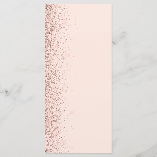 Modern Blush Roze Rose Goud Glitter Edge Bruiloft Menu (Achterkant)