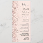 Modern Blush Roze Rose Goud Glitter Edge Bruiloft Menu (Voorkant)