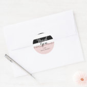 Modern Blush Roze Rose Goud Zwart & Wit Streep Ronde Sticker (Envelop)