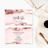 Modern Blush Roze Roze Afbeelding Modern Monogram Visitekaartje